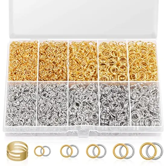 4600 Pieces Silver and Gold Jump Rings with Open/Close Tools for Jewelry Making and Necklace Repair (Assorted Sizes) {2}