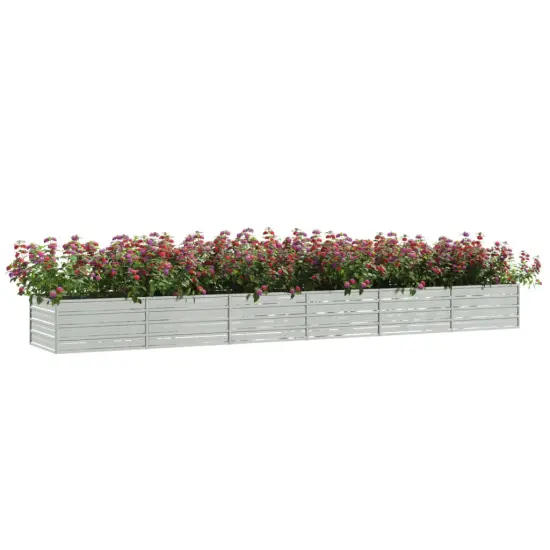 vidaXL Garden Raised Bed 189"x31.5"x17.7" Galvanized Steel Silver {3}