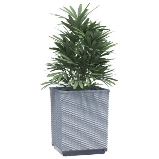 vidaXL Planters 2 pcs Light Gray 11.8"x11.8"x14.6" Polypropylene {3}