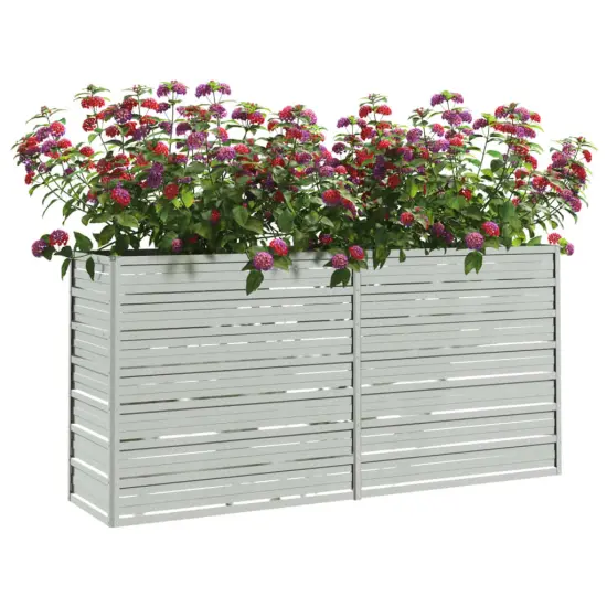 vidaXL Garden Raised Bed 63"x15.7"x30.3" Galvanized Steel Silver {3}