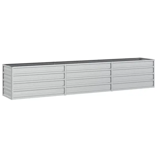 vidaXL Garden Raised Bed 94.5"x15.7"x17.7" Galvanized Steel Silver {2}