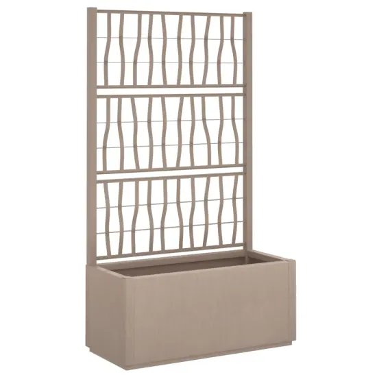 vidaXL Garden Planter with Trellis Light Brown 31.5x14.2x55.1 PP {2}