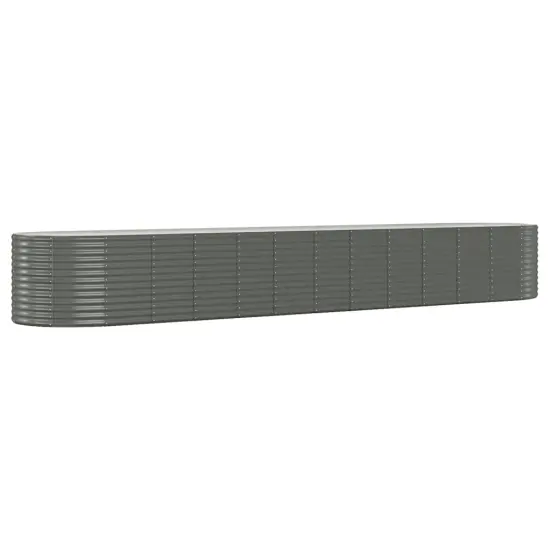 vidaXL Garden Raised Bed Powder-coated Steel 199.6"x39.4"x26.8" Gray {2}
