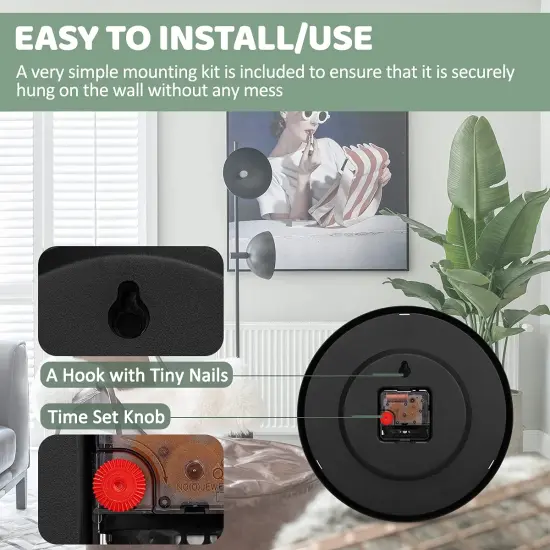 Clock Black Wall Clock Silent Non Ticking Quality Quartz - 10 Inch Round Easy to Read for Home Office & School Decor Clock {4}