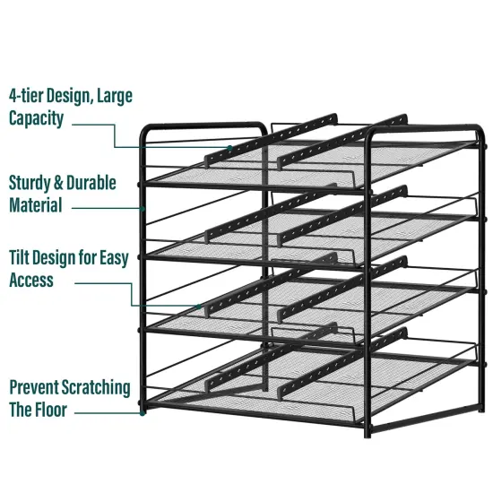 Can Rack Organizer 4-Tier Metal Can Rack Organizer Holds Up to 48 Cans, Can Dispenser for Pantry, Kitchen, Cabinets and Countertops Black {4}