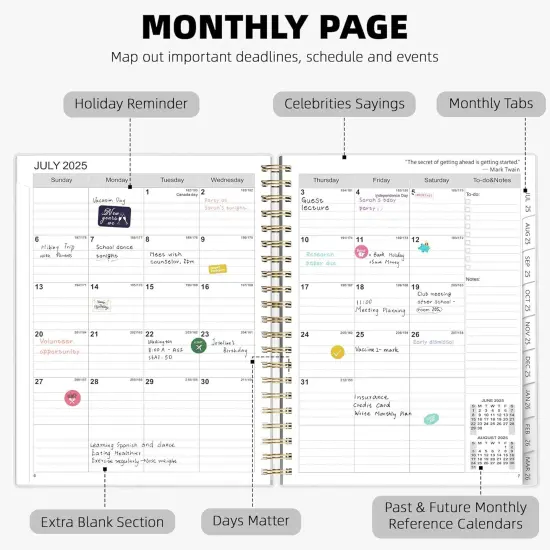 2025 2026 Weekly and Monthly Planner - Spiral Bound A4 - Polka Dots {2}