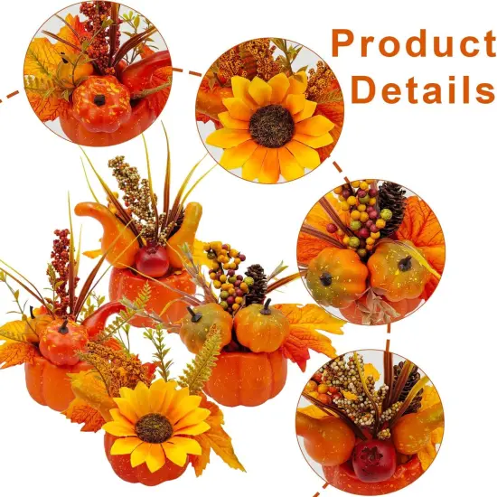 4 Pack Fake Pumpkins for Autumn Tabletop {2}