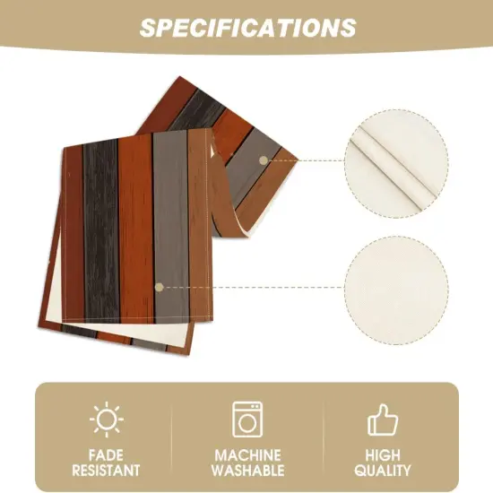 Orange Grey Retro Rustic Wood Texture Table Runner {5}