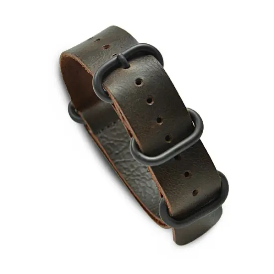 20mm Military MoD Vintage Distressed Leather Watch Strap PVD - Brown {1}
