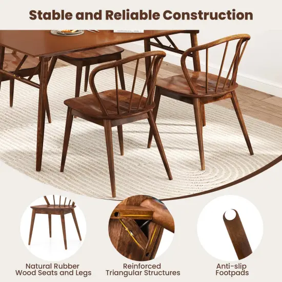 Costway Wooden Dining Chair Set of 2/4 with High Spindle Back Rubber Wood Legs Wide Seat {12}