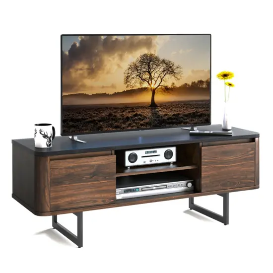 Costway TV Stand Entertainment Media Console w/ 2 Cabinets & Adjustable Shelf {1}