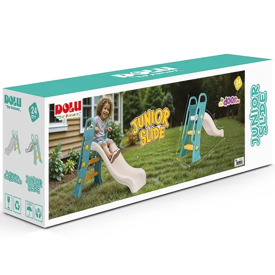 Dolu: Junior Slide - Green-Yellow-White - Indoor-Outdoor Toy, 2 Step Handrail Ladder, Plastic Playground Equipment, Backyard Activity, Kid-Toddlers 2+ {3}