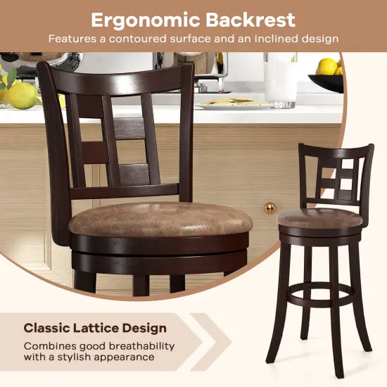 Costway Set of 2/4 Bar Stools 30" Swivel Bar Chairs with Footrest, Lattice Backrest {6}