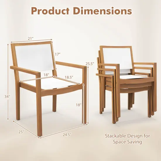 Costway Stackable Dining Chair Set of 2/4 with Wear-resistant Fabric & Breathable Backrest {3}