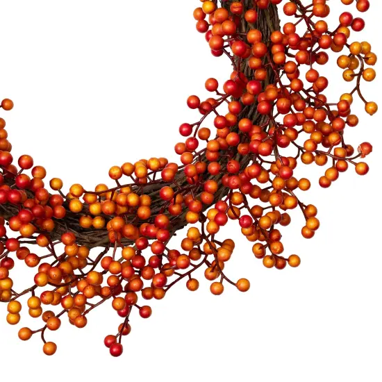 Northlight Artificial Berries Fall Harvest Twig Wreath - 18" - Orange Red {5}