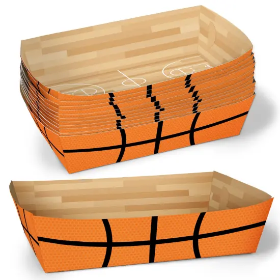 Big Dot of Happiness Basketball Party Paper Food Trays, Disposable Double-Sided Paper Food Holders for Nachos, Hot Dogs, French Fries - 12 Ct {1}
