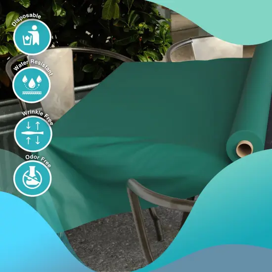 Exquisite Plastic Table Cover Roll &ndash; 40" x 300' Disposable Tablecloth Roll &ndash; Premium Thick 0.5 MIL Plastic Banquet Roll &ndash; Party Table Cover Roll for Events & Catering Green {3}