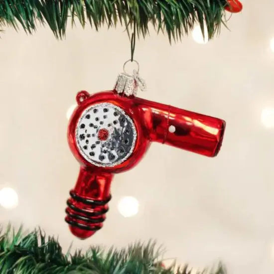 Old World Christmas 3.75 In Blow Dryer Christmas Tree Ornament , Hair Stylist Ornament Red {3}