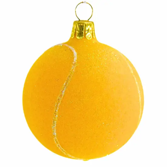 Golden Bell Collection 2.75 In Felt Looking Tennis Ball Christmas Tree Ornament , Christmas Decor Ornament Czech Sport Yellow {2}