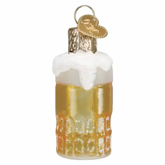 Old World Christmas 2.0 Inch Mini Mug Of Beer Christmas Tree Ornament , Ornament Drink Foam Top Gold {2}
