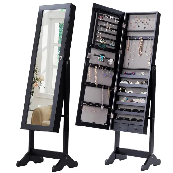 Costway Mirrored Jewelry Cabinet Storage Organizer Drawers {1}