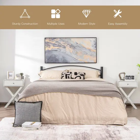 Costway Side Nightstand with Drawer x Shaped Structure Accent Sofa End Table White\Black {6}