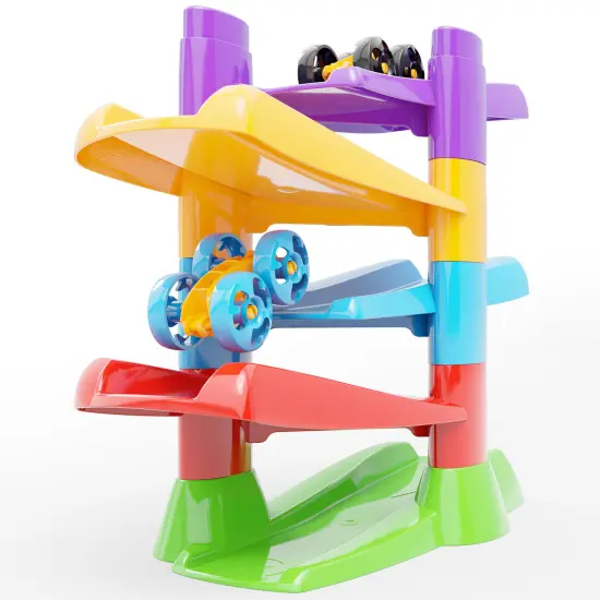 Quercetti: Flip Car Race Track - Stacking Ramp Toy Playset - Easy to Assemble, 2 Flipping Cars for Continuous Racing Action, Toddlers & Kids 18mo+ {4}