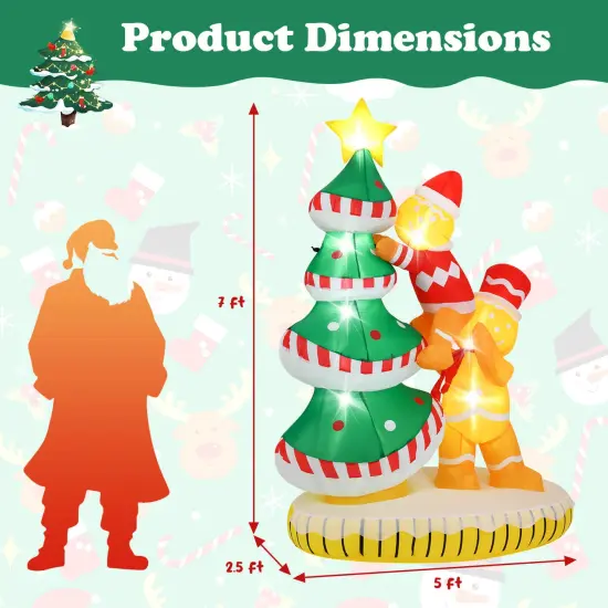 Costway 7 ft Inflatable Christmas Tree with 7Internal LED Lights & Built-in Fan for Yard {3}