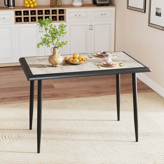 Costway 44" Rectangular Kitchen Table with Metal Frame Faux Marble Tabletop Dining Table {2}