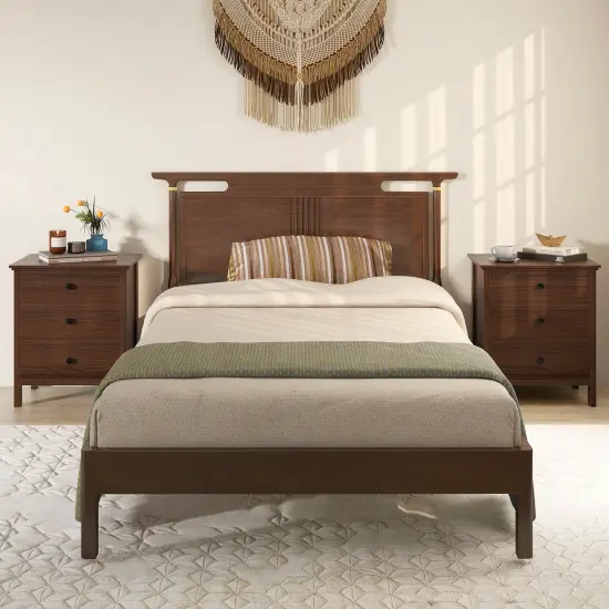 Costway 2PCS Nightstand with 3 Drawer for BedroomCompact Storage Chest Modern Sofa Side {2}