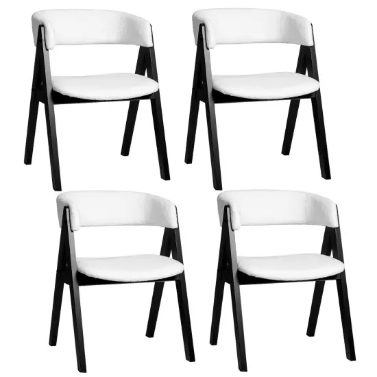 Costway Dining Chairs Set of 2/4 Mid-Century Upholstered Kitchen Armchairs with Padded Seat Black/Brown {8}