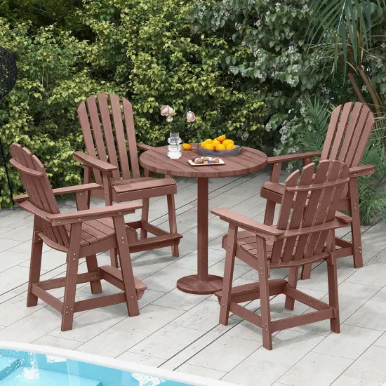 Costway 1/2/4 PCS Bar Stool HDPE Patio Chair with Armrest Footrest Home Indoor Outdoor Brown {2}