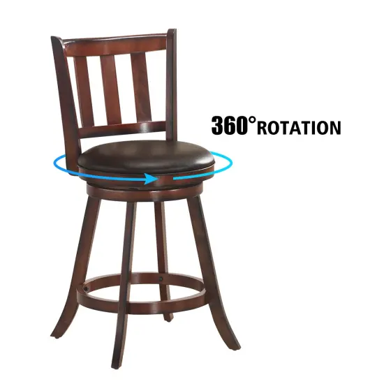 Costway Set of 4 25'' Swivel Bar stool Leather Padded Dining Kitchen Pub Bistro Chair {5}