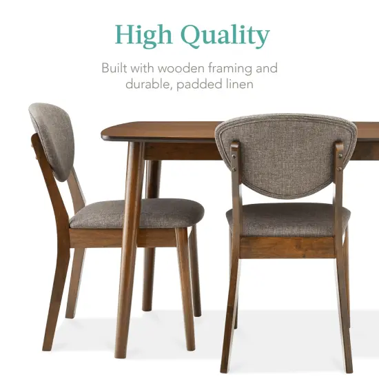 Best Choice Products 5-Piece Compact Wooden Mid-Century Modern Dining Set w/ 4 Chairs, Padded Seat & Back Walnut/Light Gray {5}
