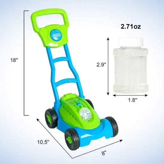 Easy Playhouse: Lawn Mower Bubble Machine - Lights & Sounds, Push-Pull Yard Work Toy, Automatic Blower, Bubble Solution, Outdoor Pretend Play, Kids 3+ {4}