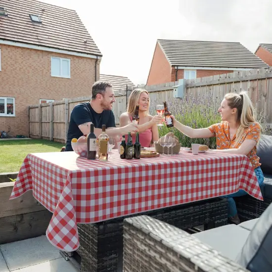 Exquisite Vinyl Tablecloth &ndash; 70" Round &ndash; Pack of 1 &ndash; Round Plastic Table Cover with Flannel Backing &ndash; Reusable & Waterproof Tablecloth for Parties and Events Red Gingham {4}