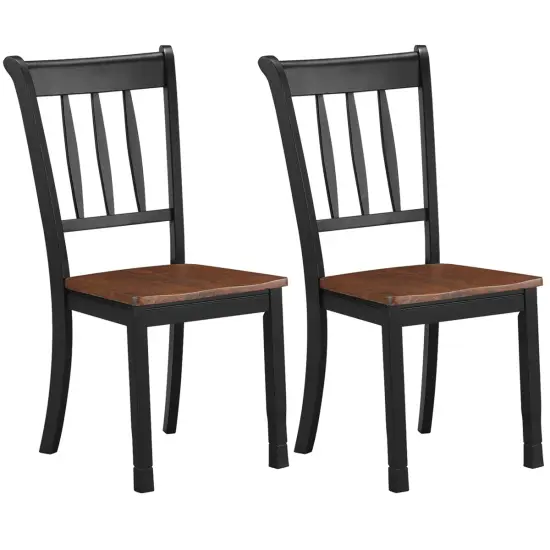 Costway Set of 2 Wood Dining Chair High Back Kitchen Whitesburg Side Chair BlackWhite {1}