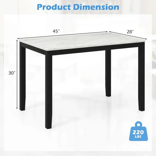 Costway Dining Table 45" Rectangular Mid Century Kitchen Table with Faux Marble Tabletop {3}