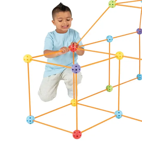 Everest: Crazy Forts - Mega Kit - 108pc Rod & Ball Fort Building Set, Bonus Light Ball, Indoor-Outdoor, Create Play Tent Structures, Kids Toy, Ages 5+ {7}