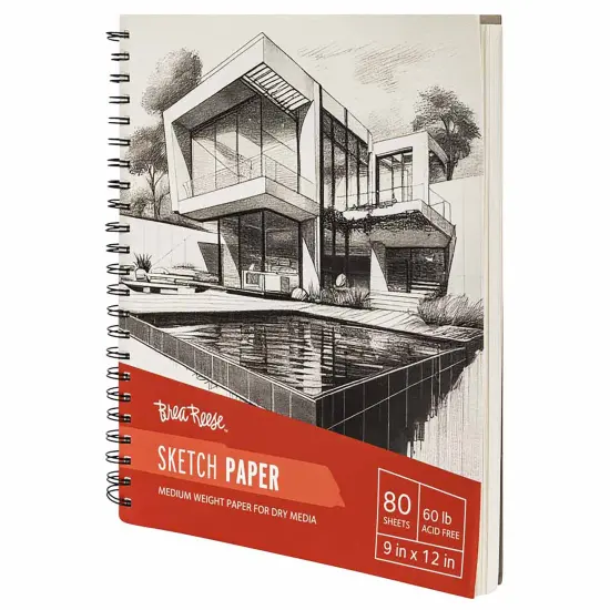 Brea Reese: Sketch Paper Pad Spiral-Bound 80 Sheets - 9x12" - 60 lb, Acid-Free, Smooth Application, Perfect for Pencil Drawings, Adult Art Supplies {6}
