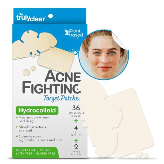 Truly Clear: Hydrocolloid Acne Fighting Target Patches - 42ct - 4 Dot & Cover Sizes, Zit-Blemish, Face-Body, Vegan Skincare, Overnight Spot Treatment {3}