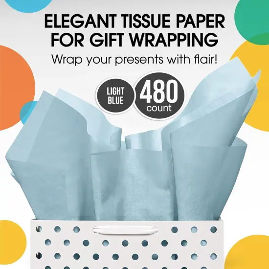 Tissue Paper for Gift Bags - 15" x 20"Bulk Tissue Paper Dark Blue 480 Sheets - 10lb Newsprint for Packing, Birthday Gift Box Filler, Packing Supplies for Moving Supplies  {4}