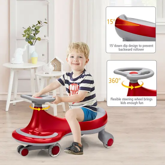 Costway Wiggle Car Ride-on Toy w/ Flashing Wheels for Toddlers & Kids {6}