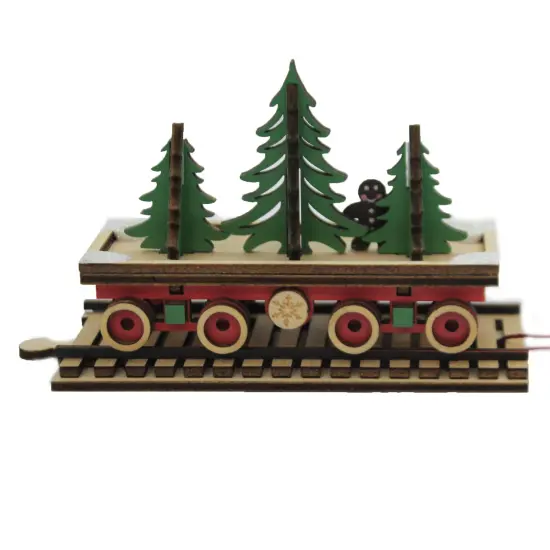 Ginger Cottages 3.0 Inch Santa's Np Express Flat Car Tree Ornament , North Pole Train Green {1}