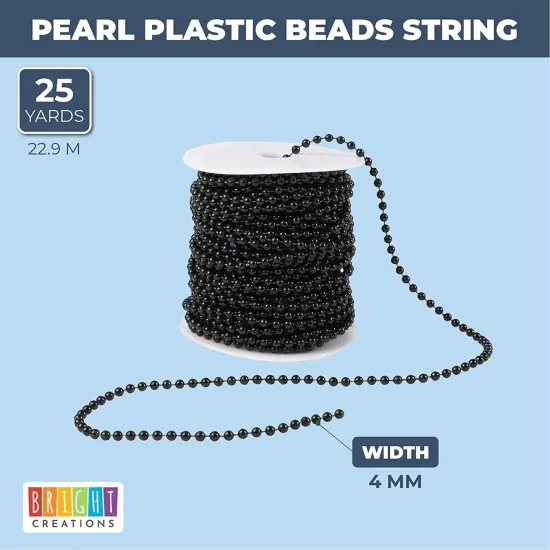 Black Pearl Beads on a String Roll for Crafts (4 mm, 25 Yards) {2}