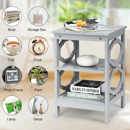 Costway 3-tier Nightstand Sofa Side End Accent Table Storage Display Shelf White\Black\Espresso\Grey {4}
