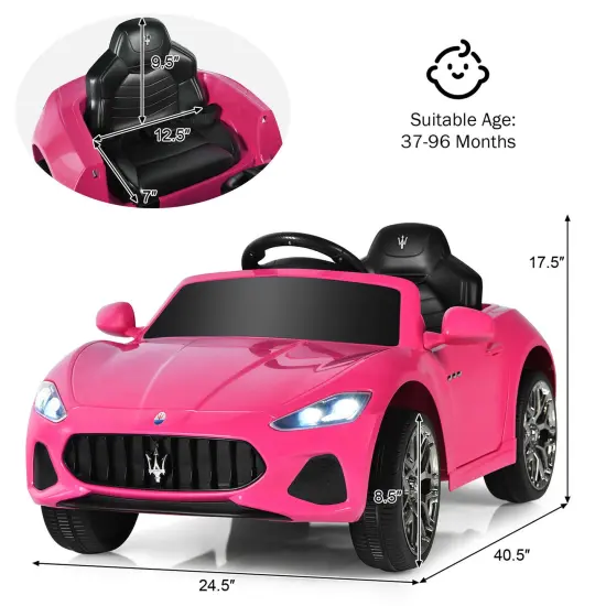 Costway 12V Kids Ride On Car Maserati GranCabrio Licensed w/ Remote Control& Lights Pink {3}
