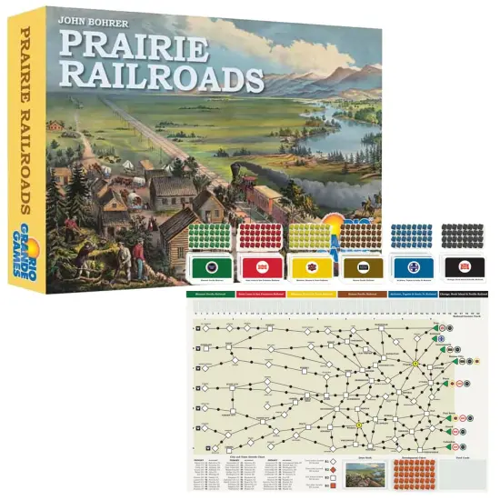 Rio Grande Games: Prairie Railroads - Train Strategy Board Game, Economy & American Railway Game, Investment & Bidding, Ages 14+, 3-5 Players, 60 Min {6}