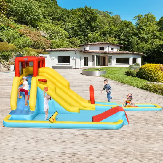 Costway 7 in 1 Inflatable Dual Slide Water Park Climbing Bouncer {6}