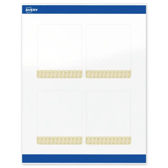 Avery Printable Rectangle Labels with Sure Feed Technology, Pre-Printed Gold Lace Trim Pattern, Glossy White, 4" x 3-1/3", Laser & Inkjet Compatible, 40 Total {1}